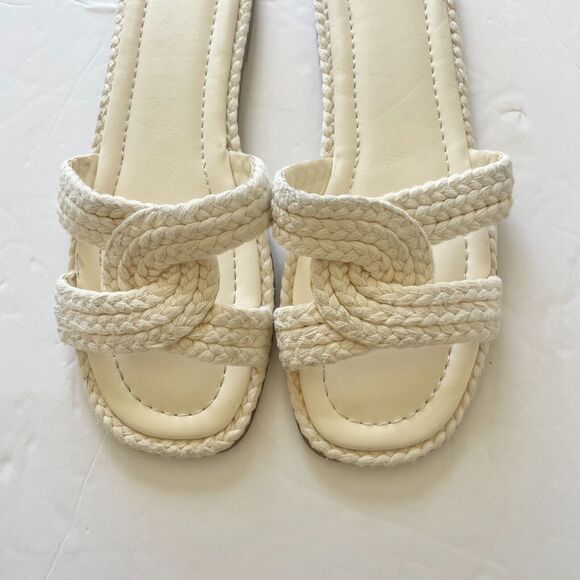 BP Ariya Womens Casual Open Toe Braided Rope Detail Sandals Ivory 5.5 - Picture 2 of 8